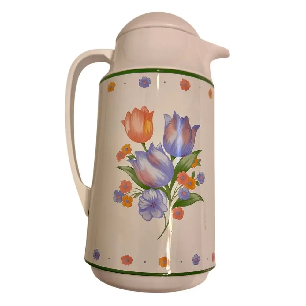 Vintage Corning Thermique Carafe 1 Qt for Hot Beverages Floral Print
